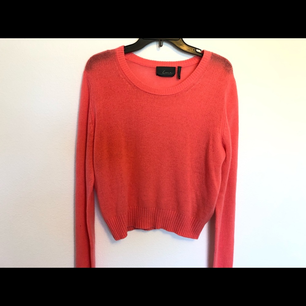 Fuschia pink cashmere crop sweater.
